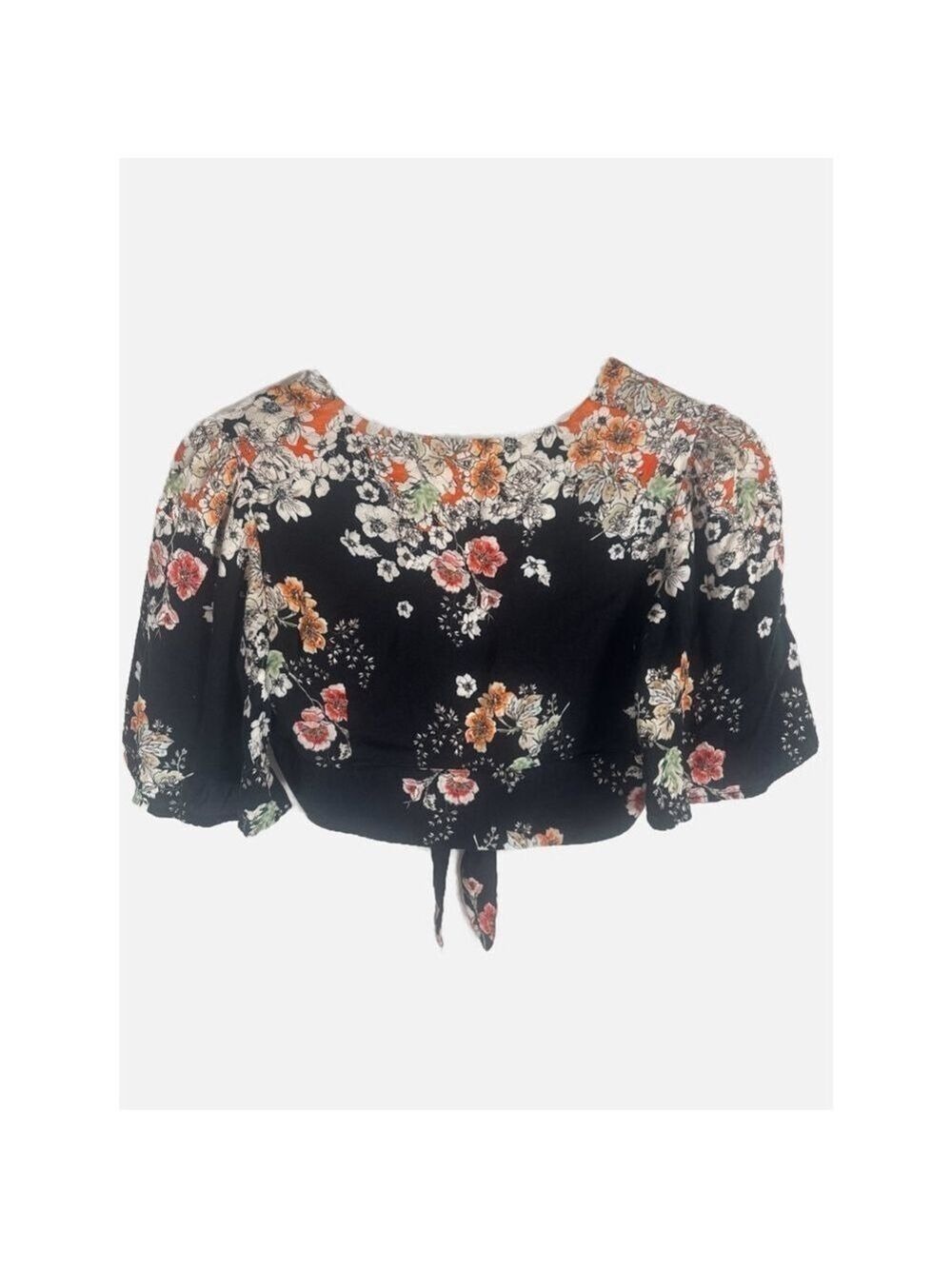 Free People Floral Tie-Front Crop Top Size 0 - Picture 3 of 4